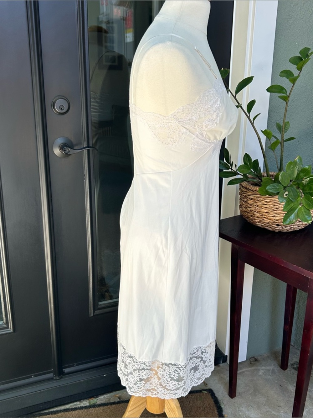 Vintage 60's White Full Slip Lace Nylon Slip Dress Size Small - Picture 6 of 10